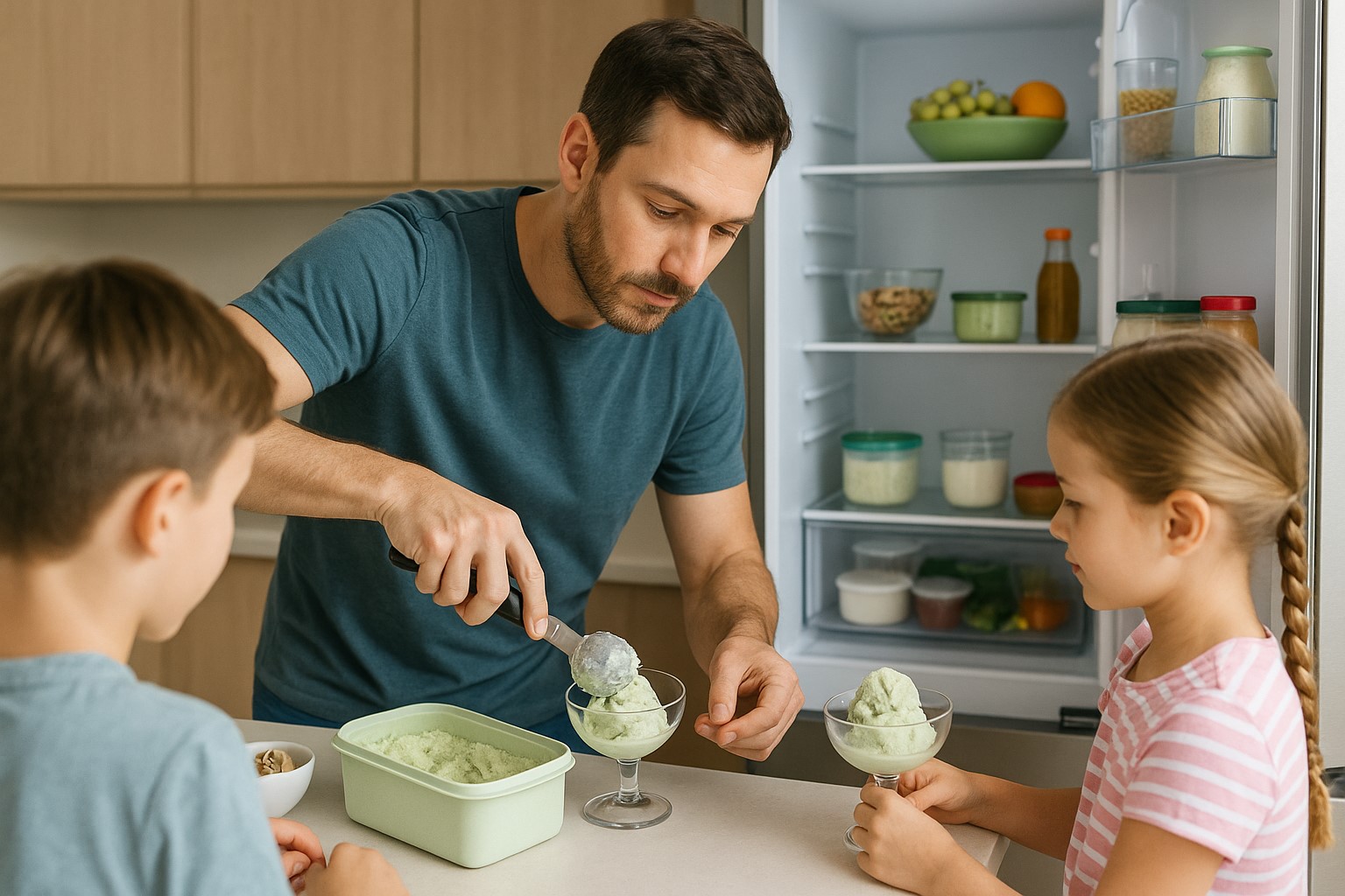 Kremowe lody pistacjowe z serka wiejskiego – idealne na lato